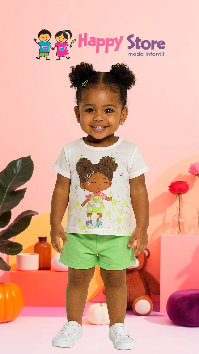 CONJ, KUKIE BL. MOCINHA CACHEADA LINDA / SH MOLETINHO (13888)