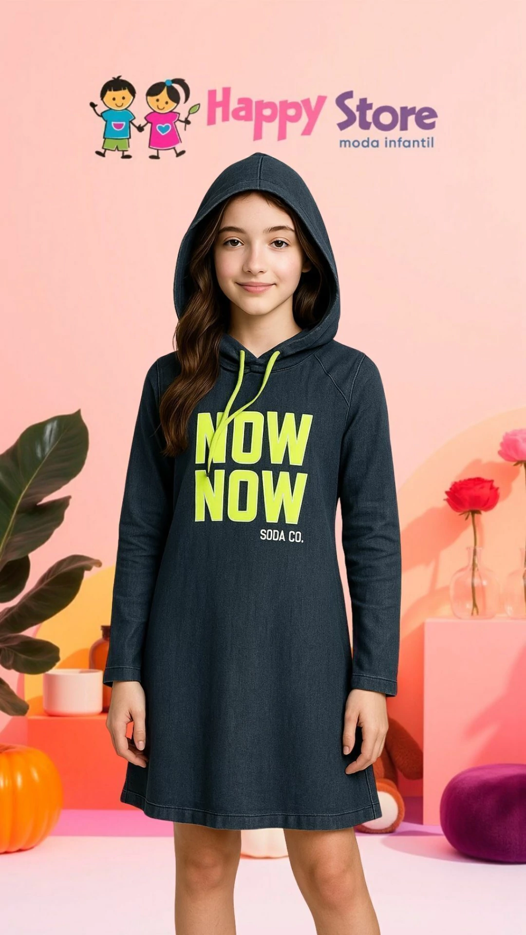 VESTIDO SODA VESTIDO JEANS NOW NOW CAPUZ (4743)