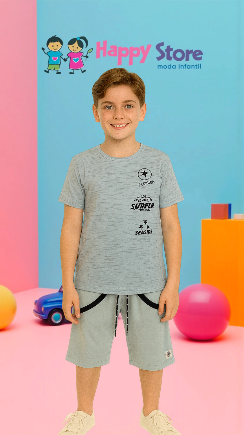 CONJ. DING DANG BL. PIQUET FLÓRIDA / SH MOLETINHO (14305)