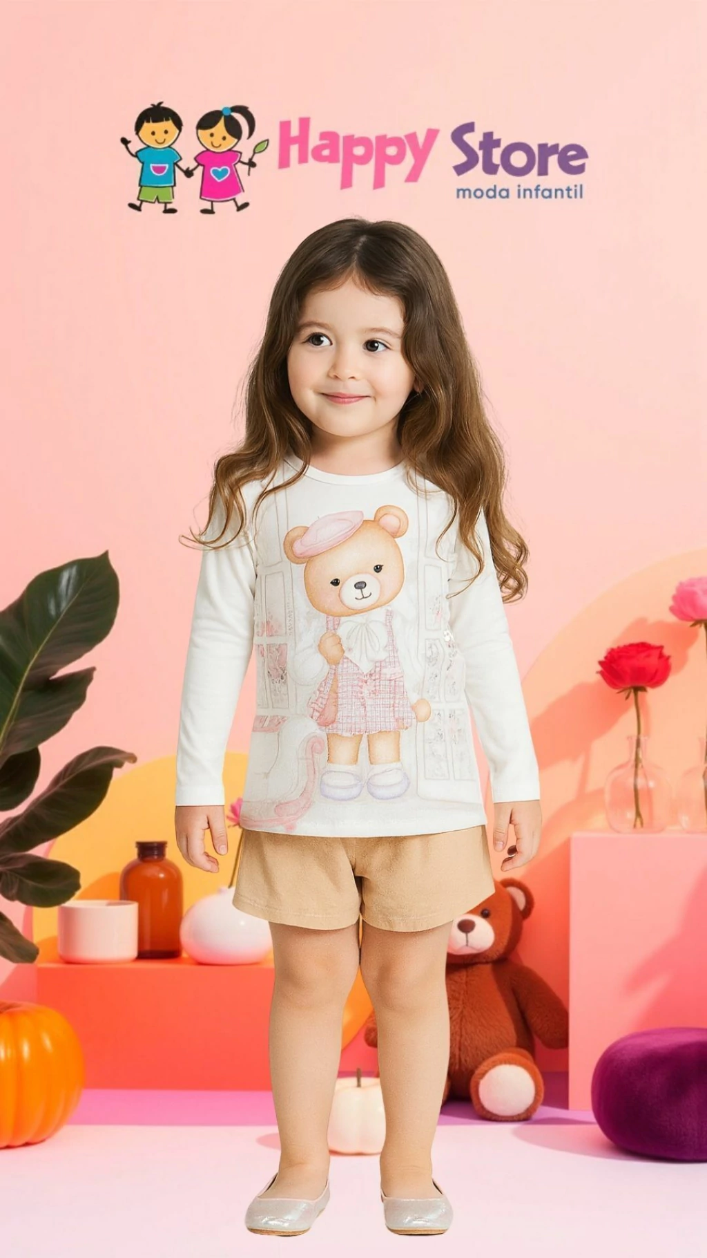 CONJ. KUKIÊ BL. URSINHA PRINCESA COTTON/ SH TEXTURIZADO (14128)