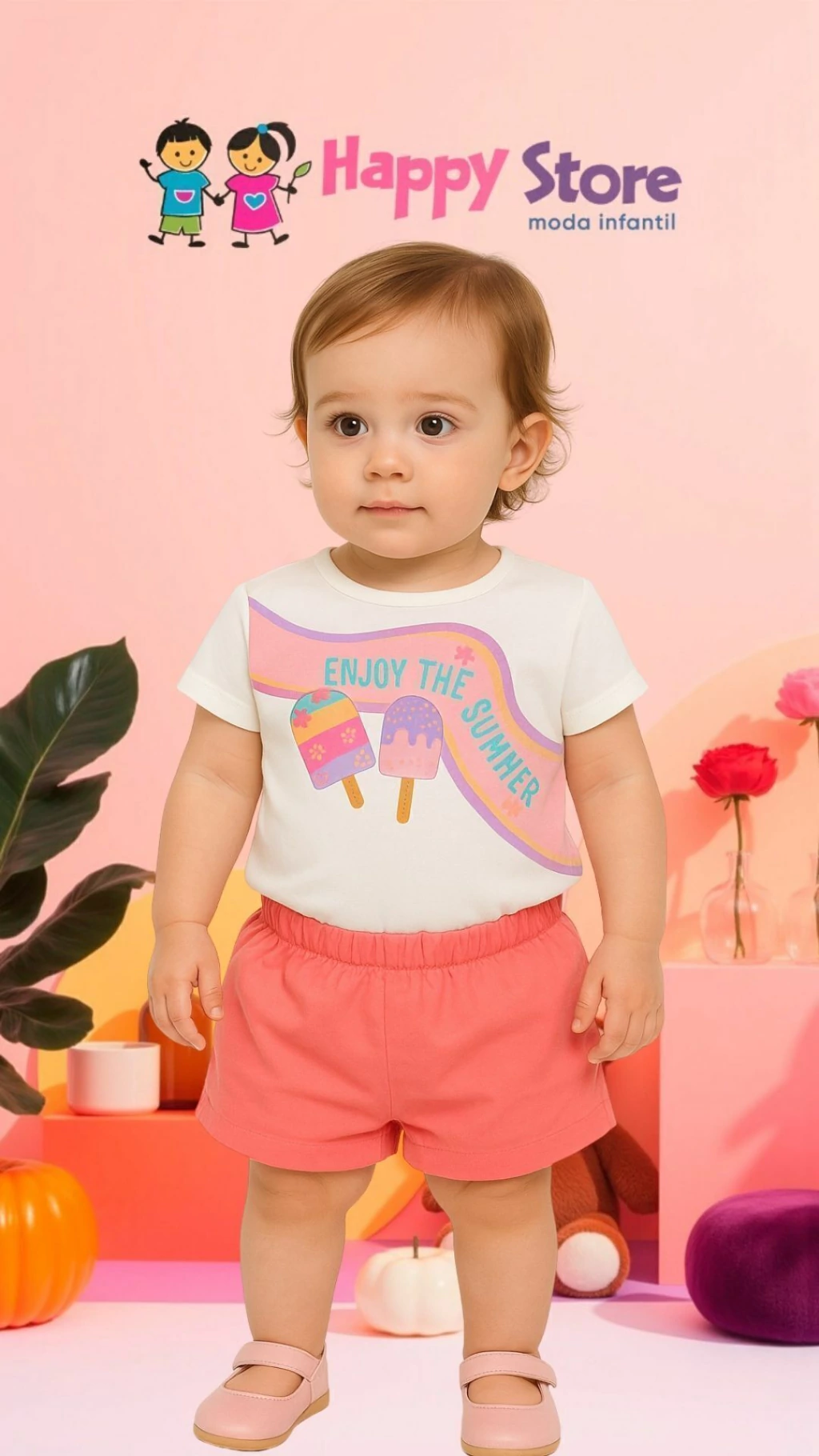 CONJ, KUKIE BL. ENJOY PICOLE NEON COLOR / SH CREPE SPAN (13884)