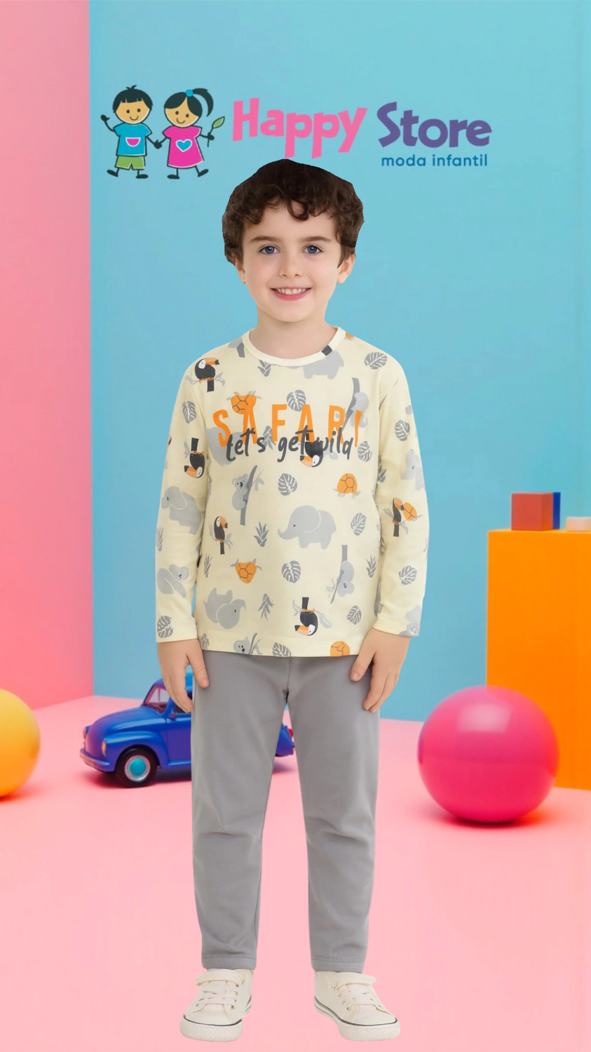 CONJ. PIPA BL. SAFARI LET'S GET WILD / CÇ. MOLETOM (14235)