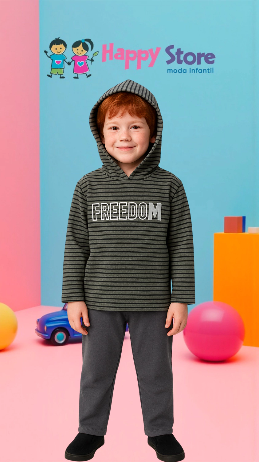 CONJ. PIPA BL. FREEDOM LISTRADA/ CÇ. MOLETOM (13913)