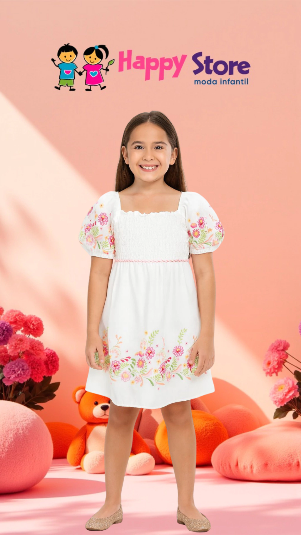 VESTIDO INFANTI POLYLIN FLORES (10508)