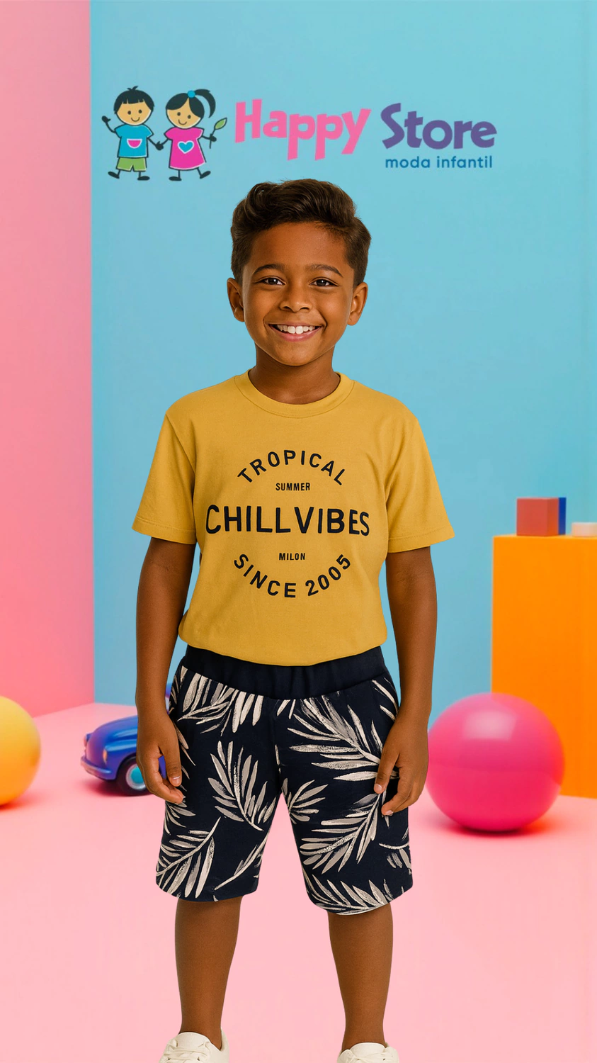 CONJ. MILON BL. CHILL VIBES / SH MOLETINHO (14382)