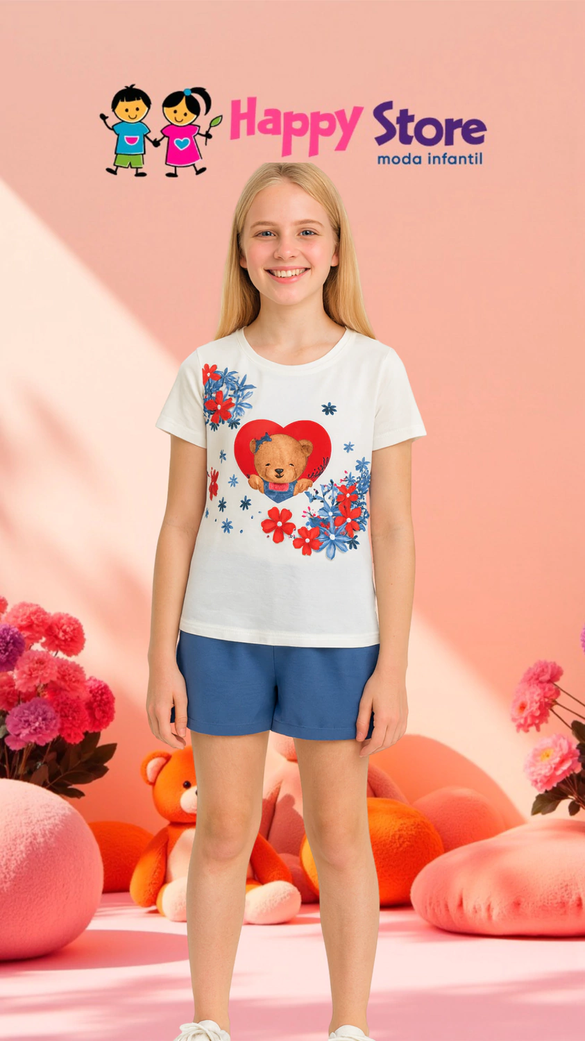 CONJ, KUKIE BL. URSINHO CORAÇÃO / SH AIR FLOW (14099)