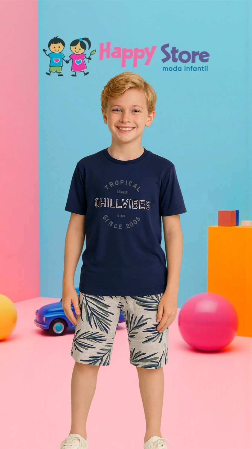 CONJ. MILON BL. CHILL VIBES / SH MOLETINHO (14383)