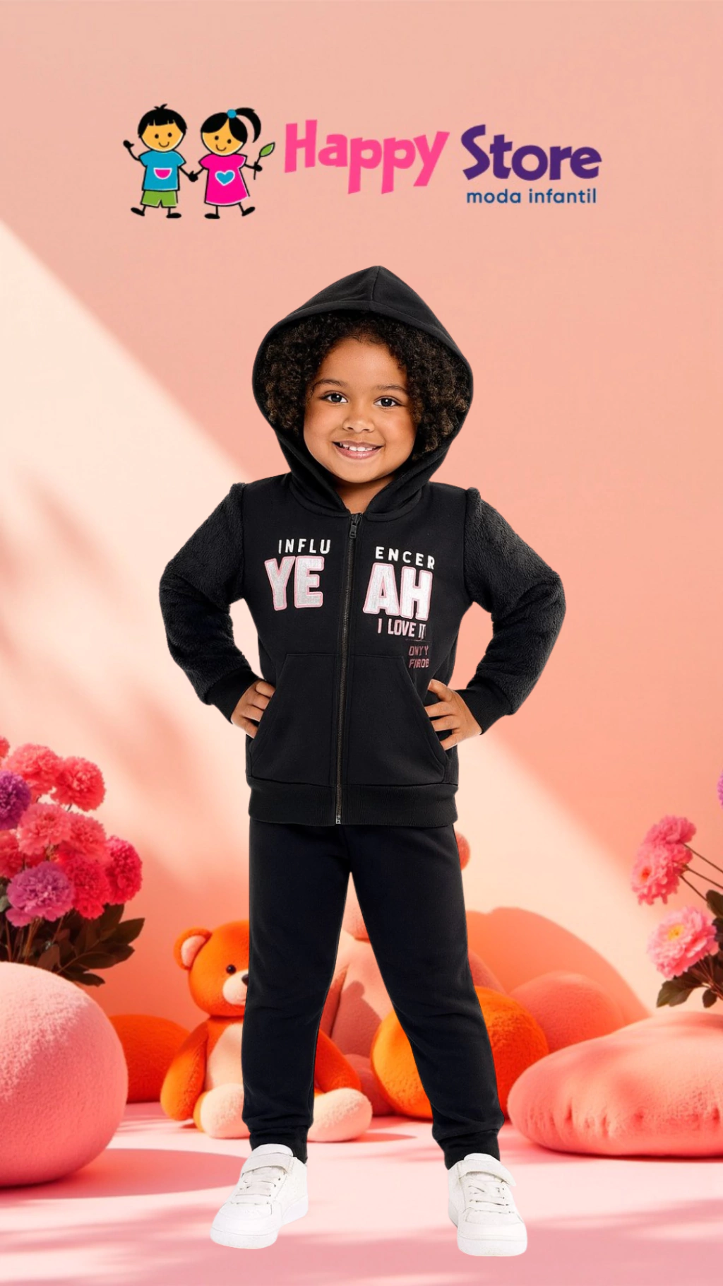 CONJ. BRINCAR É ARTE JAQUETA ZÍPER MANGA PELUCIA/ CÇ MOLETOM (13793)