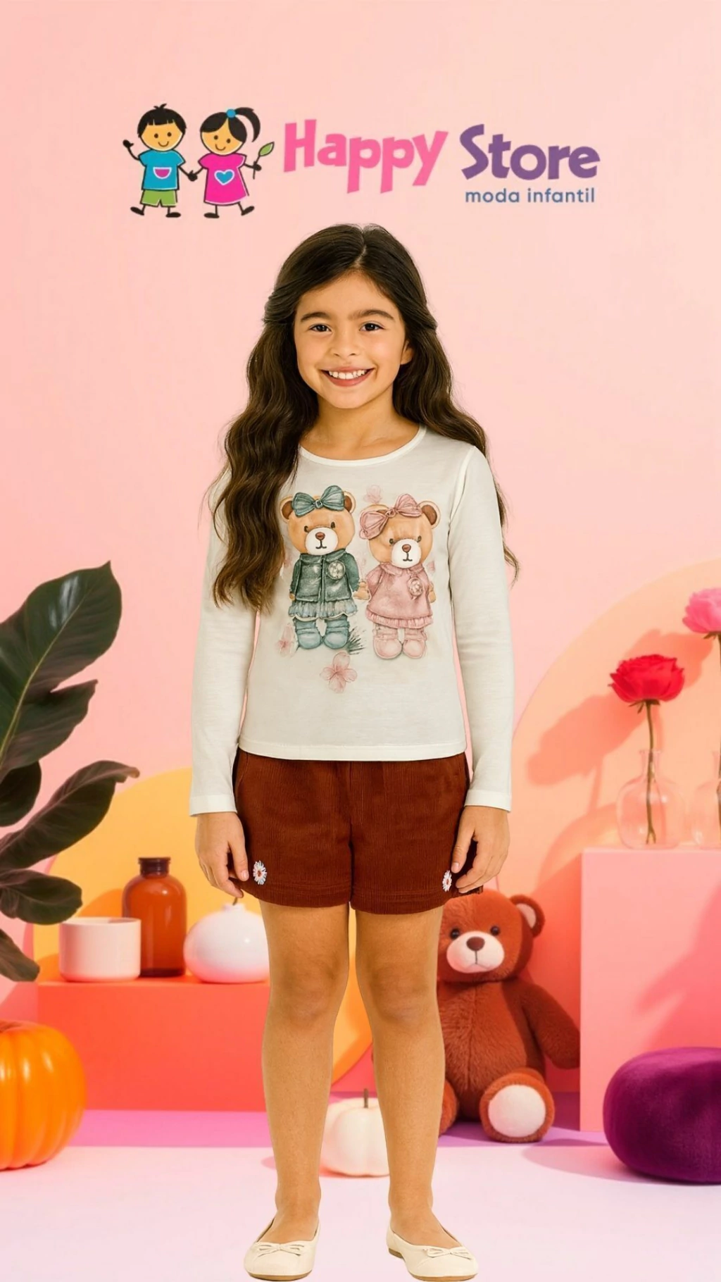 CONJ. KUKIÊ BL. COTTON URSINHOS STRASS / SH VELUDO (14103)