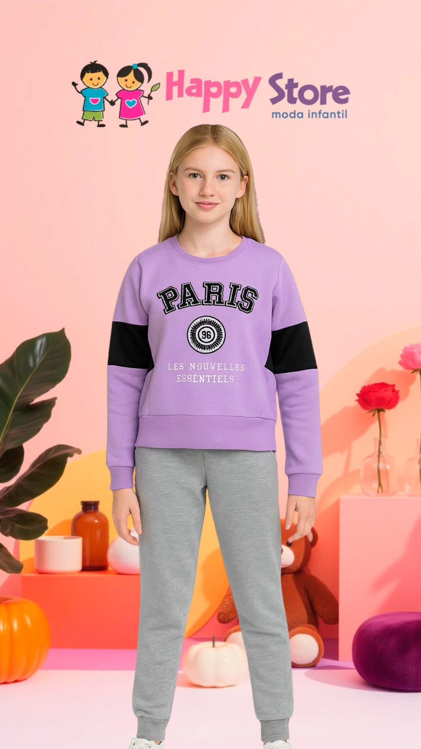 CONJ. BRINCAR É ARTE BL. PARIS COURO / CÇ MOLETOM (14019)