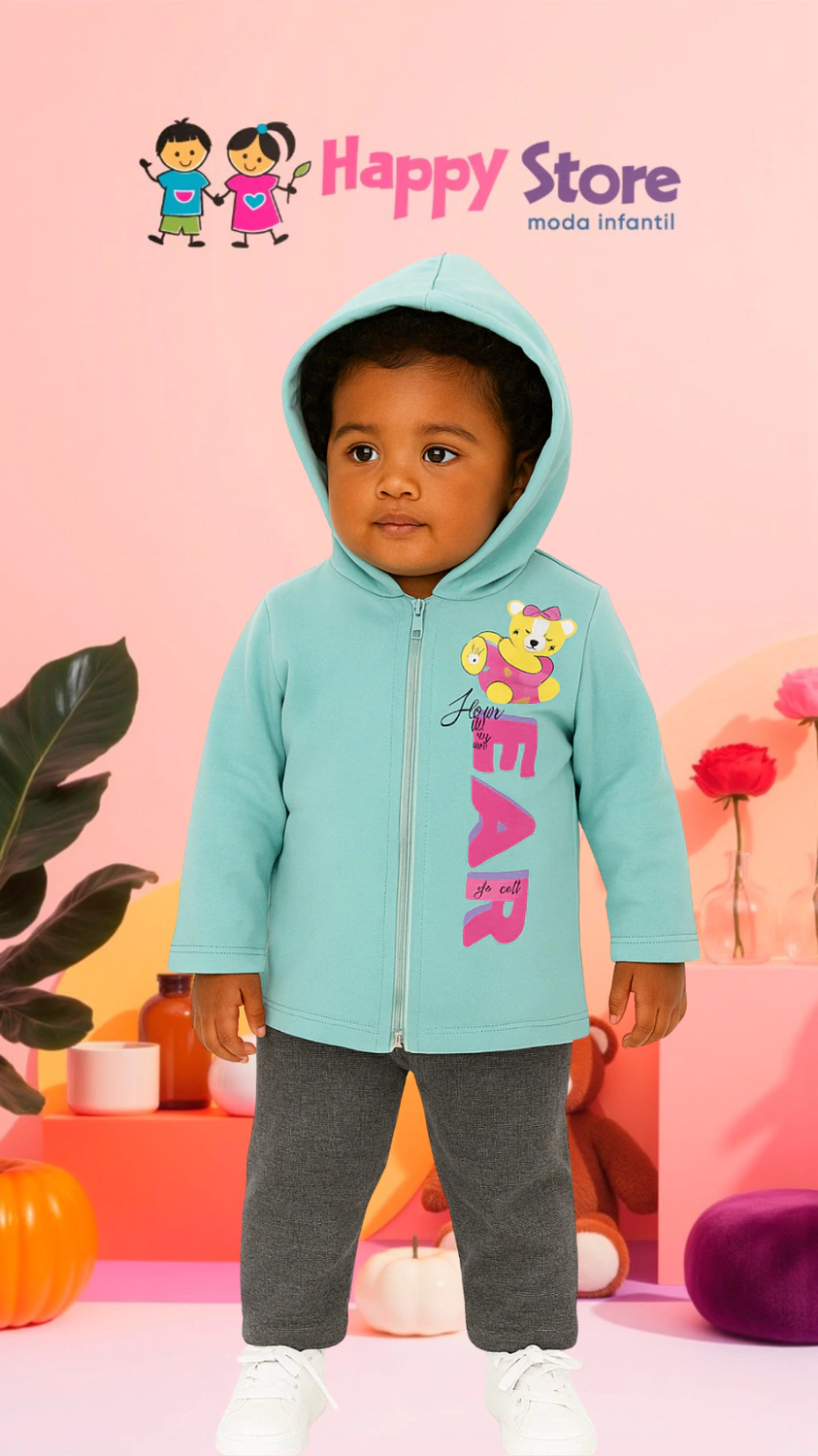 CONJ. BE FUM JAQUETA URSINHO BEAR/CÇ MOLETOM (13417)