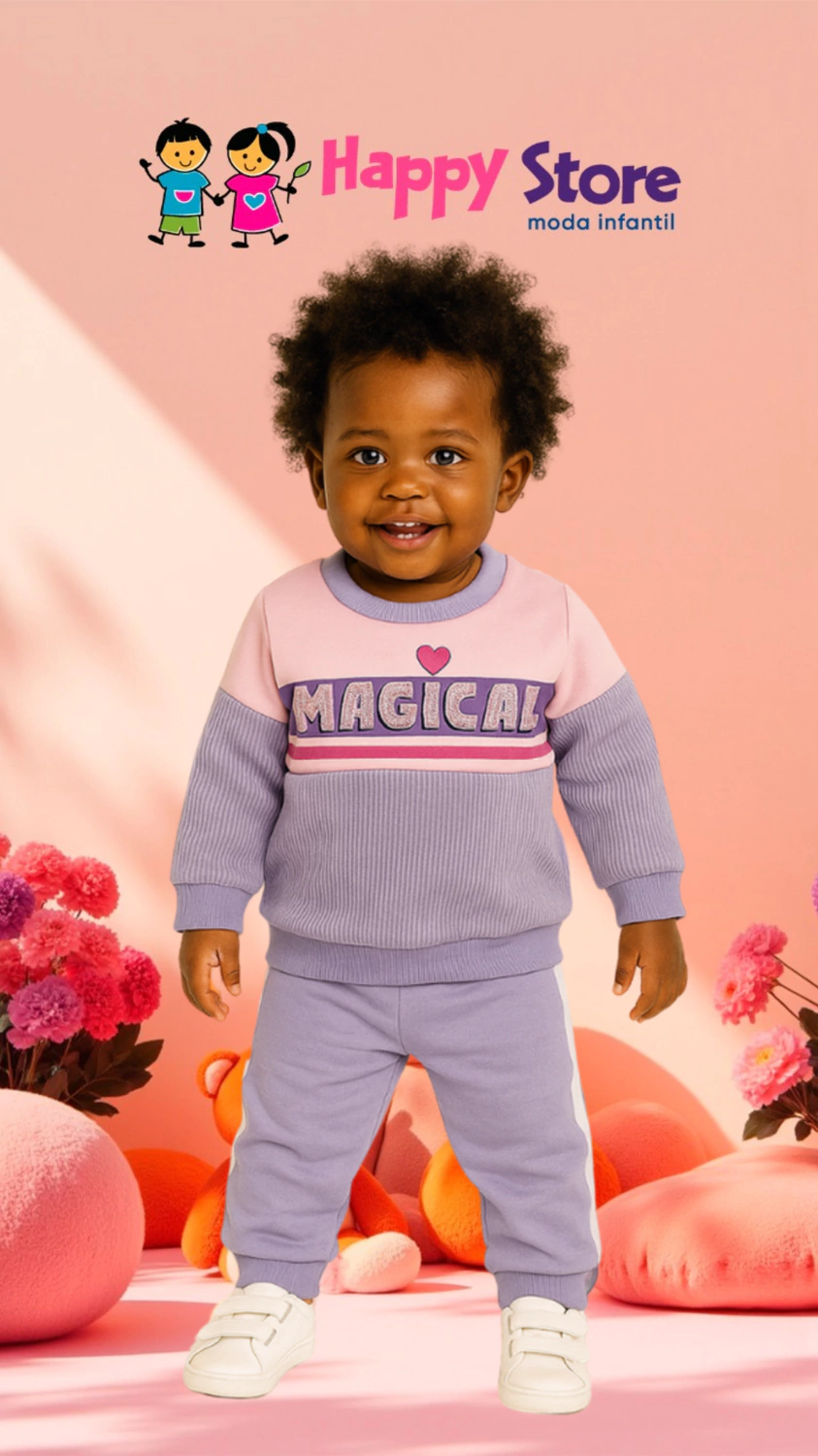 CONJ. TILE SUL BL. MAGICAL CANELADO/CÇ.MOLETOM C/FOIL (14052)