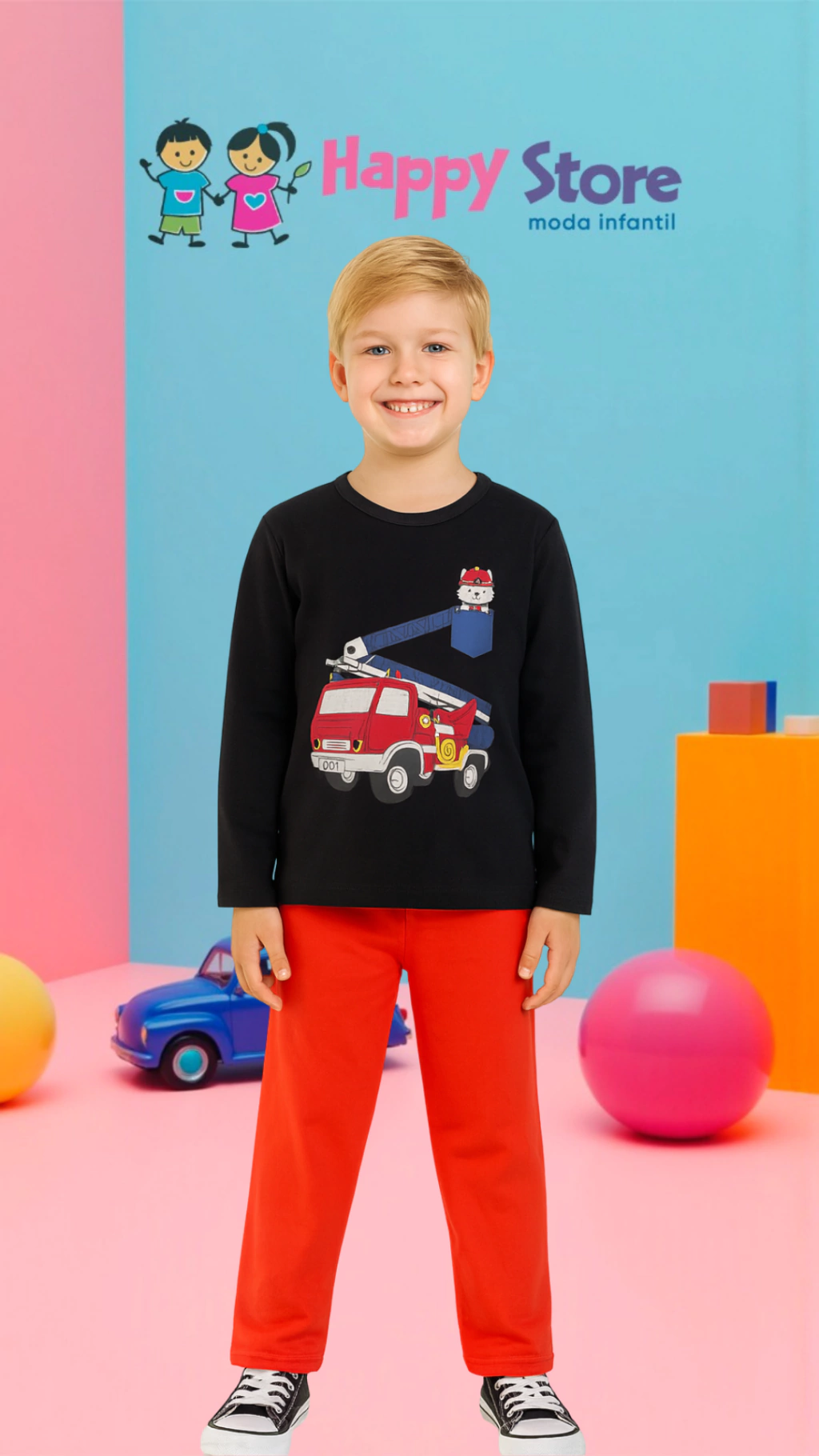 CONJ. PIPA BL. CAMINHÃO BOMBEIRO DOG / CÇ. MOLETOM (14241)