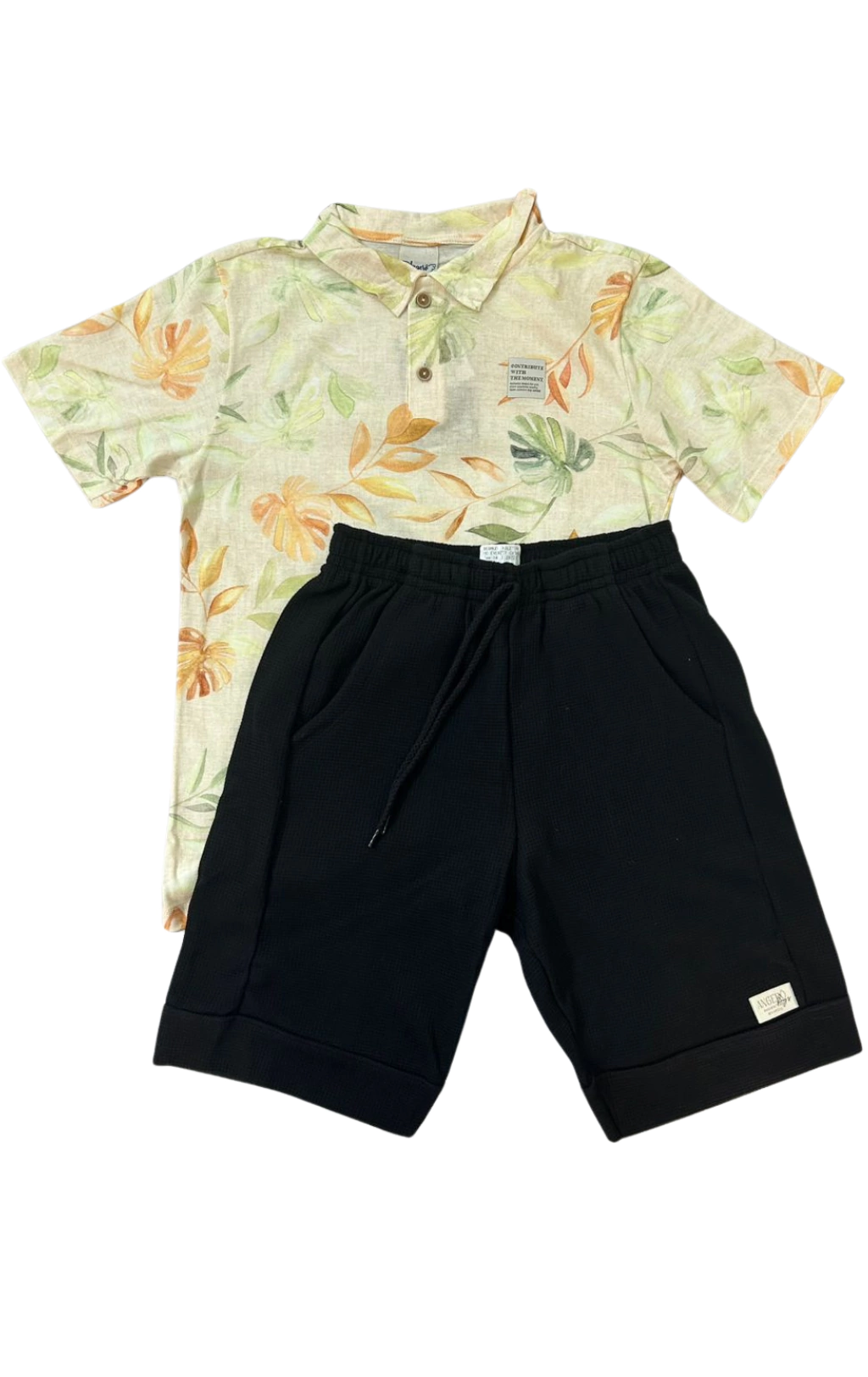 CONJ. ANGERÔ POLO FOLHAS/BERMUDA MOLETINHO (13309)