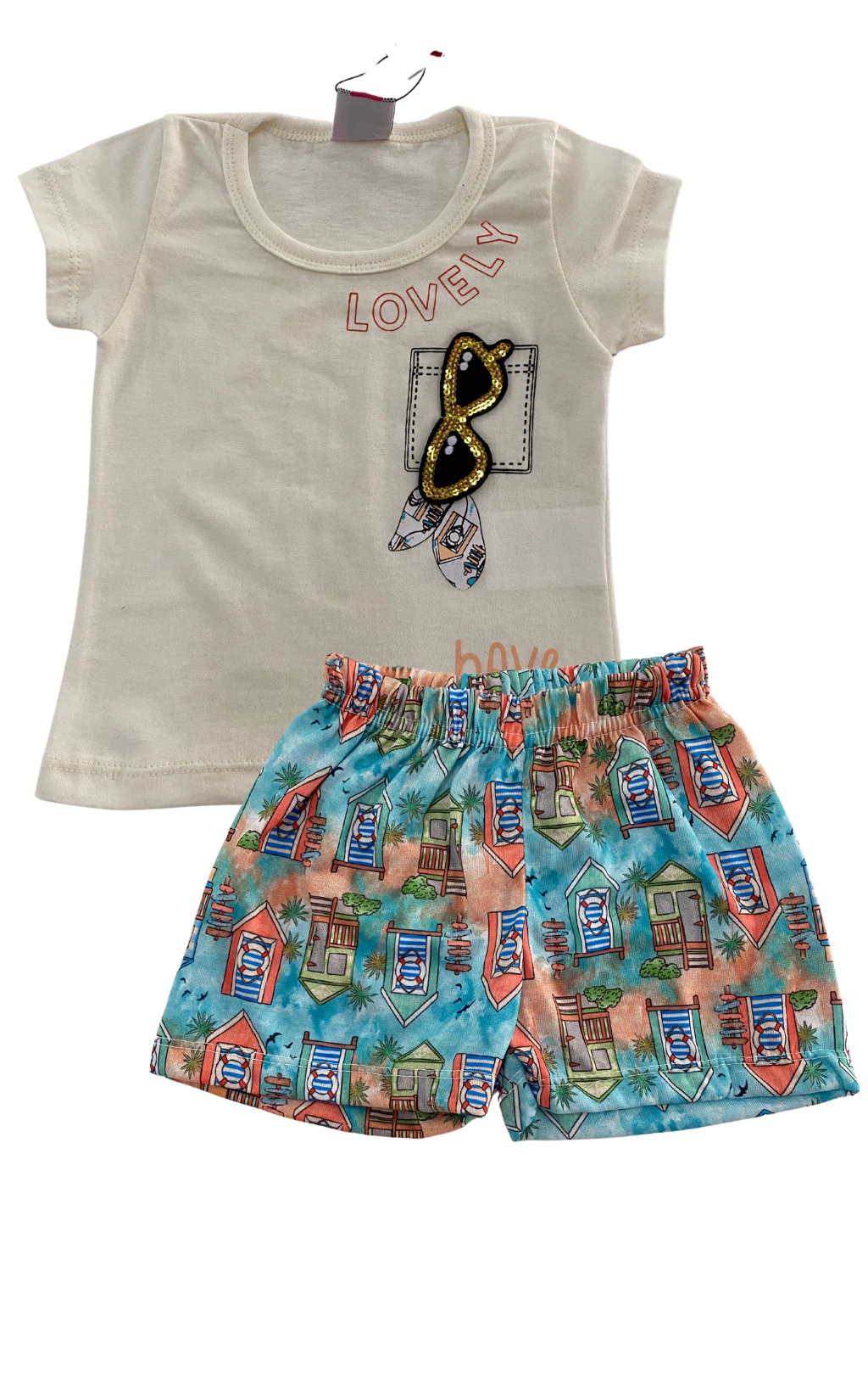 CONJ. TILEESUL BLUSA ÓCULOS/ SHORT MOLETINHO MALHA (13477)