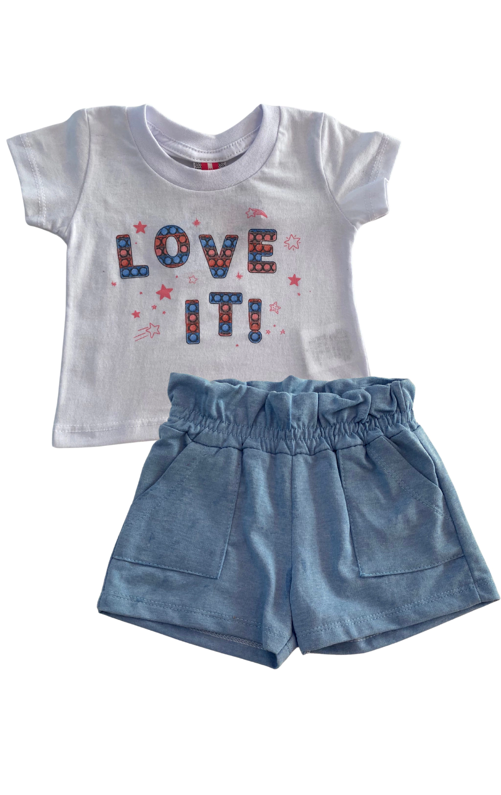 CONJ. TILEESUL BLUSA LOVE IT/ SHORT MOLETINHO MALHA (13475)