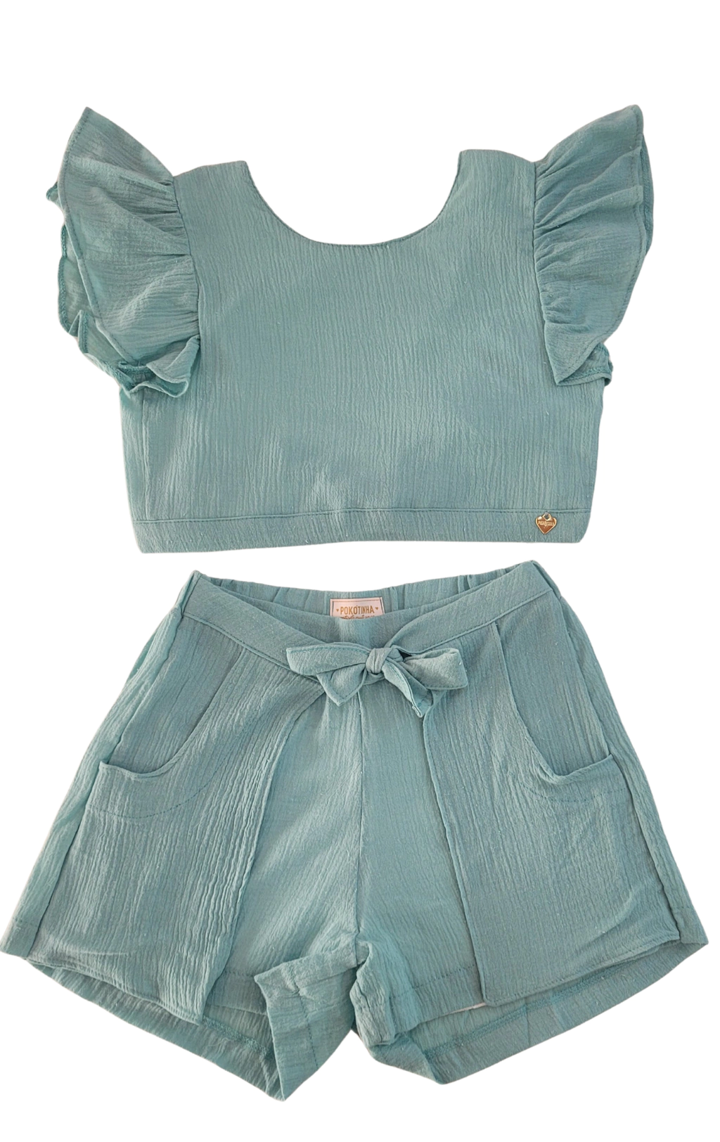 CONJ. POKOTINHA. CROPPED BABADO/SHORT (13247)