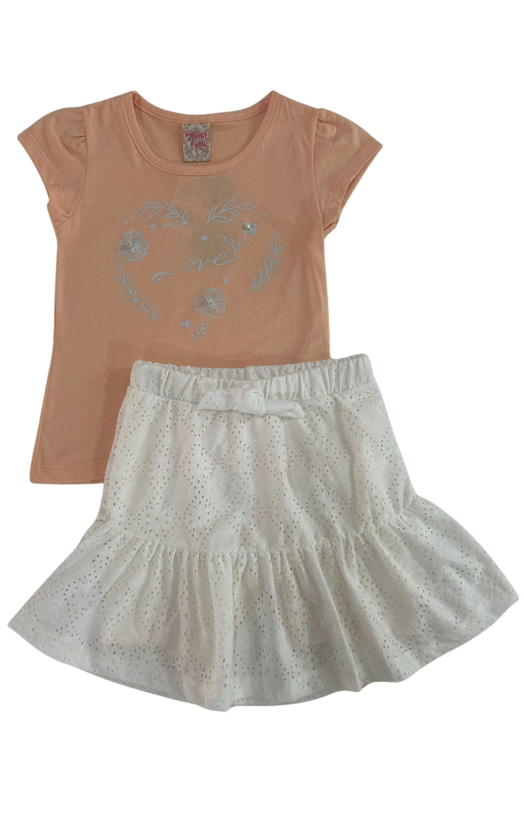 CONJ. BRINCAR É ARTE BLUSA LOVE/SAIA EM LAISE (13227)