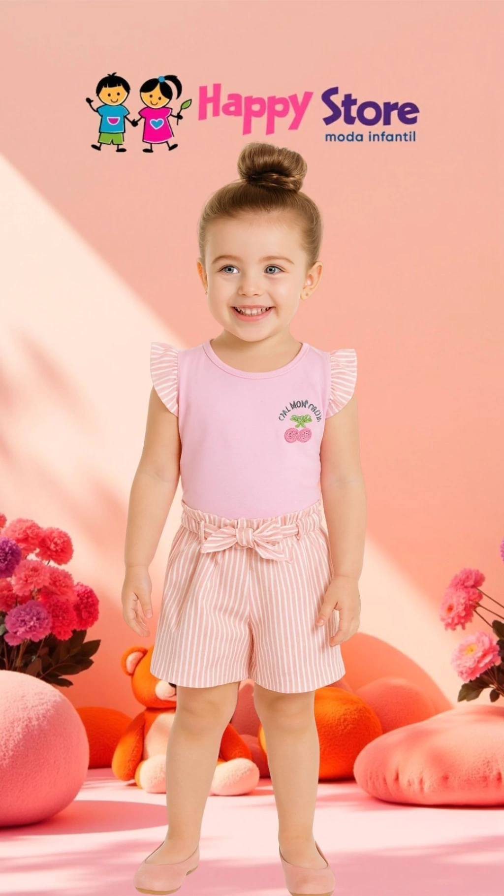 CONJ. BRINCAR É ARTE BL OUI MON CHERRYN/ SH LINHO (14500)