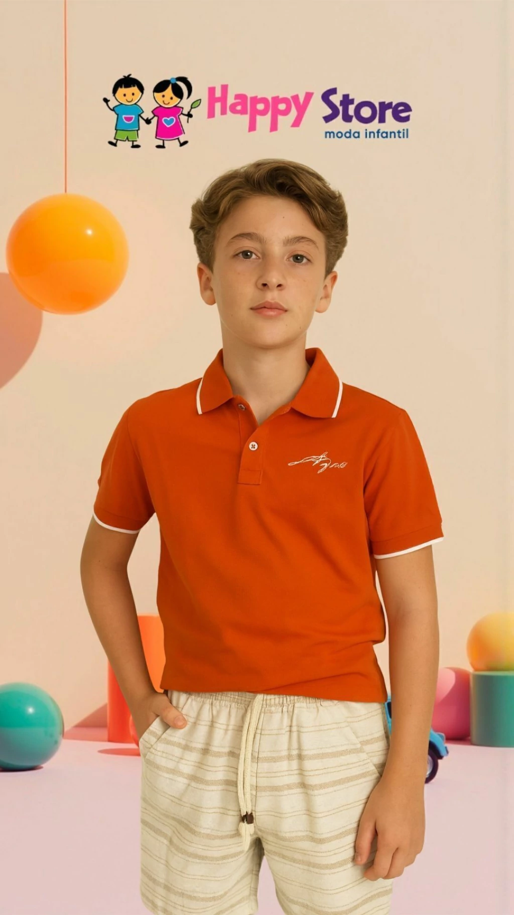 CONJ. ANGERÔ POLO/ BERMUDA STRIPE (13305)