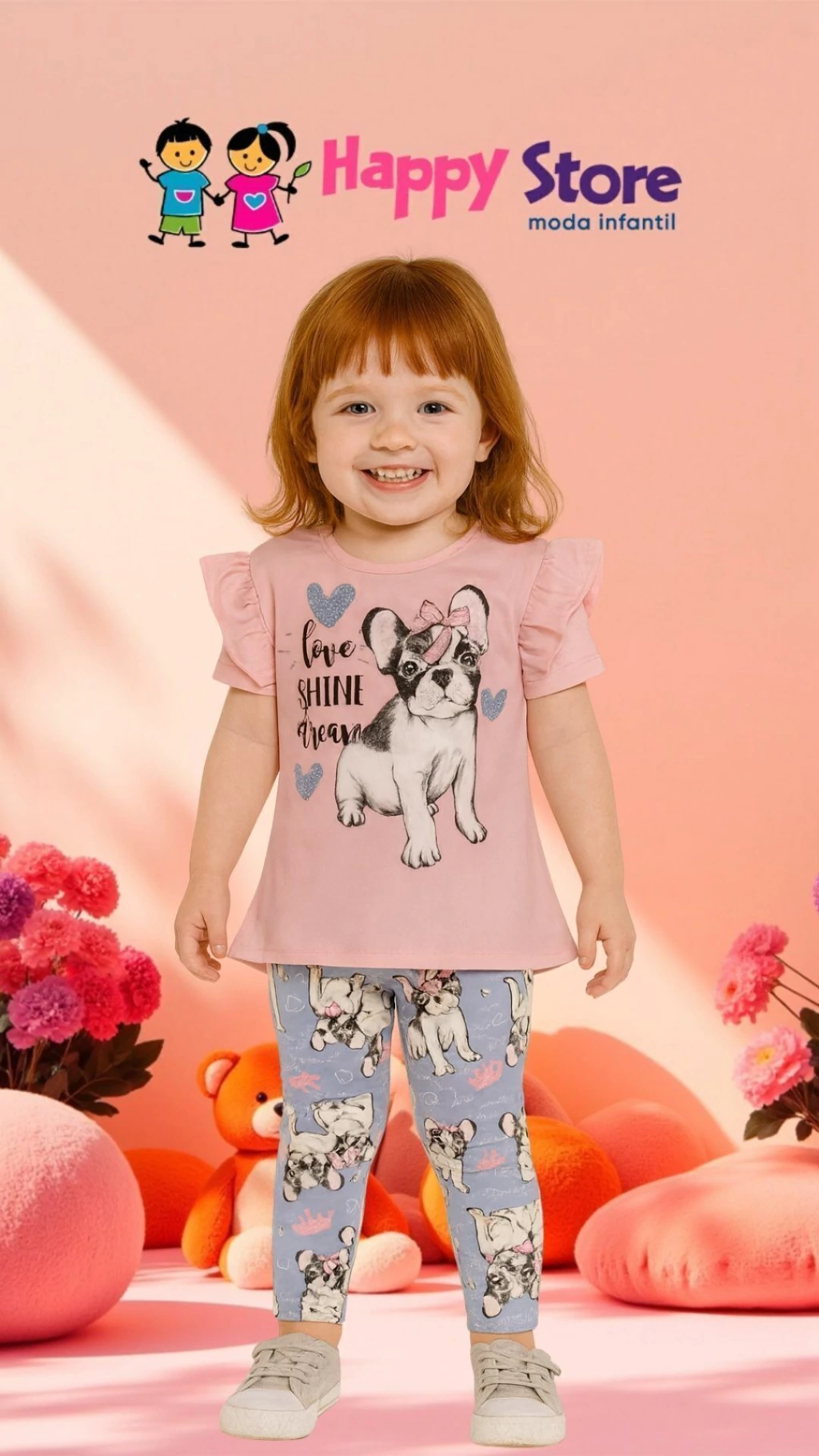 CONJ KUKIÊ BL. CACHORRO LOVE SHINE / CÇ LEGGING (14292)