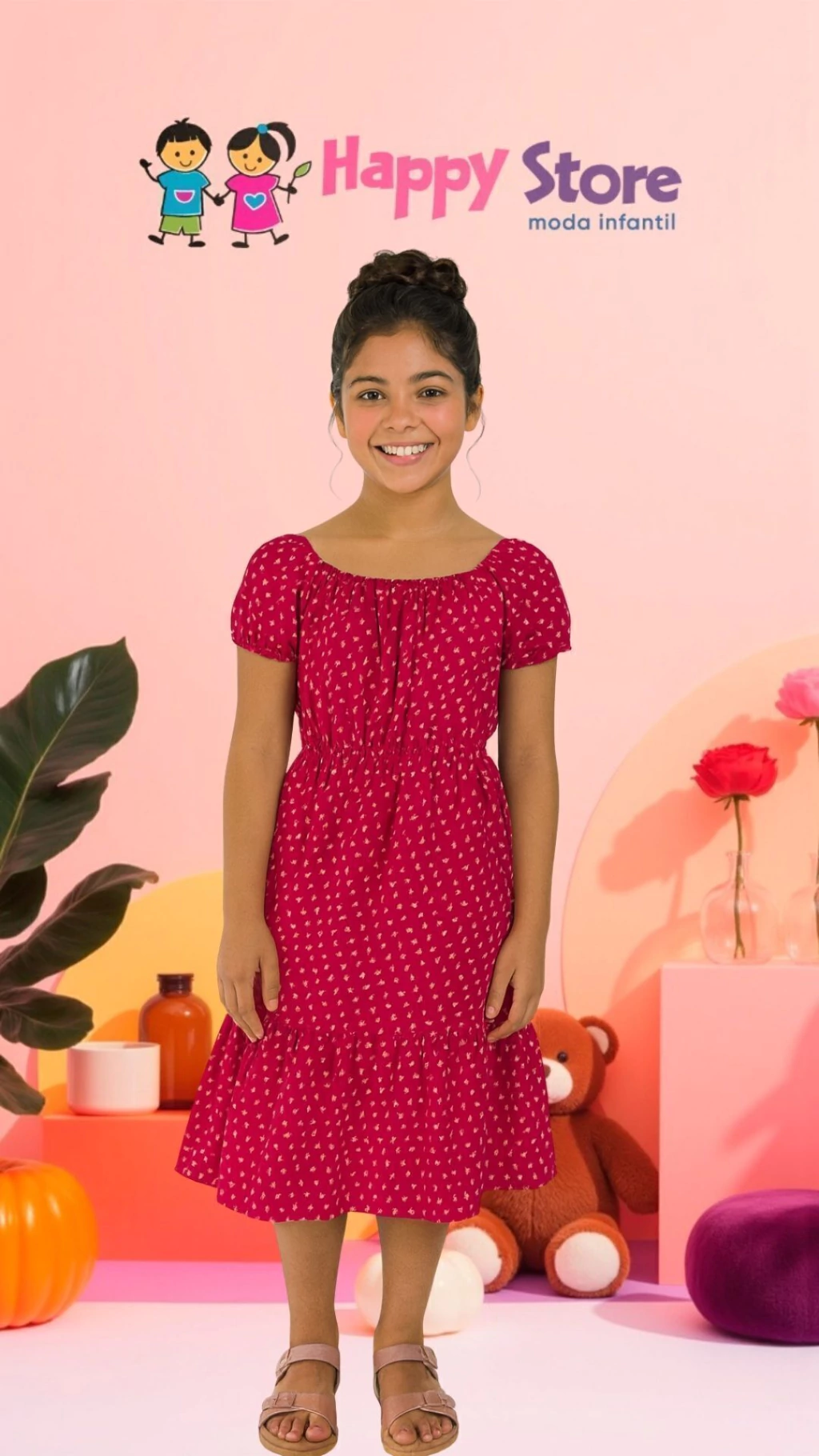 VESTIDO EM POÁ DE CORAÇÃO (14658)