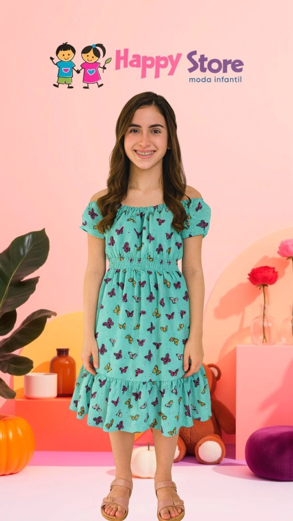 VESTIDO BORBOLETAS FLOWERS (14656)