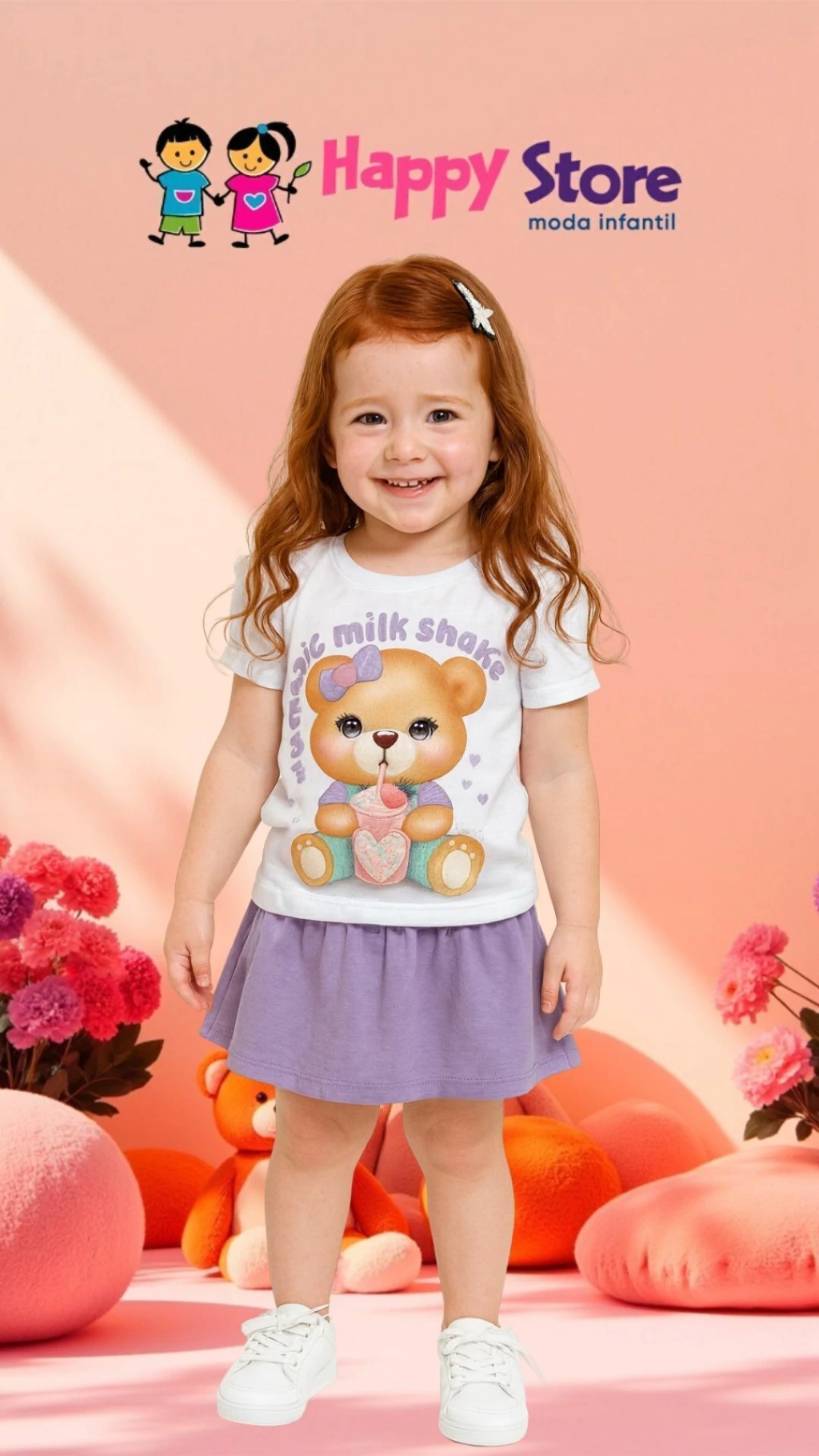 CONJ KUKIÊ BL. URSINHO MILK SHAKE / SH SAIA MOLEVISCO (14364)