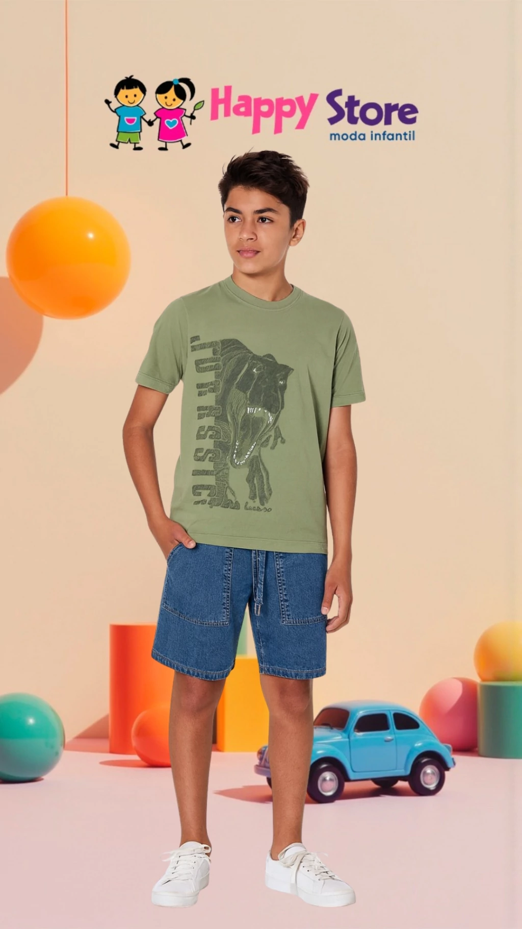 CONJ. LUC BOO CM DINO/ SHORT JEANS (11067)