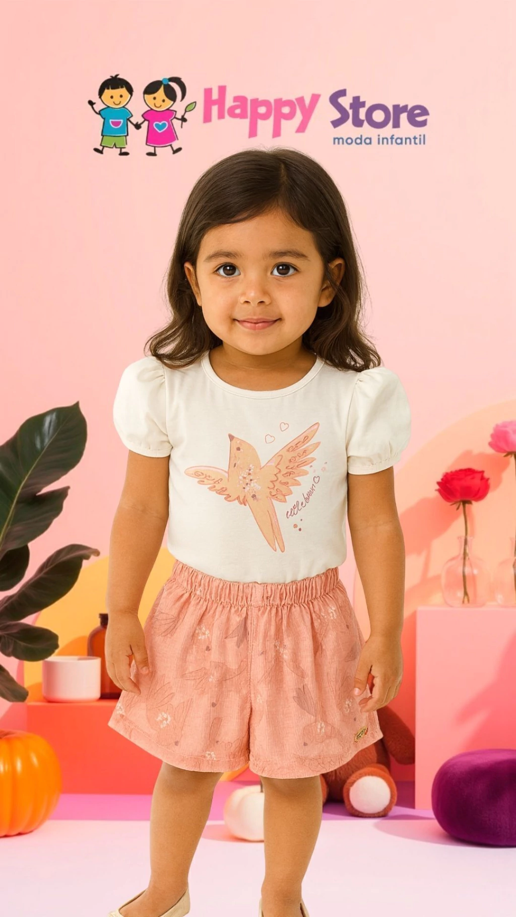 CONJ. MILLI&NINA BL PASSARO LANTEJOULA / SH TEXTURIZADO (14474)