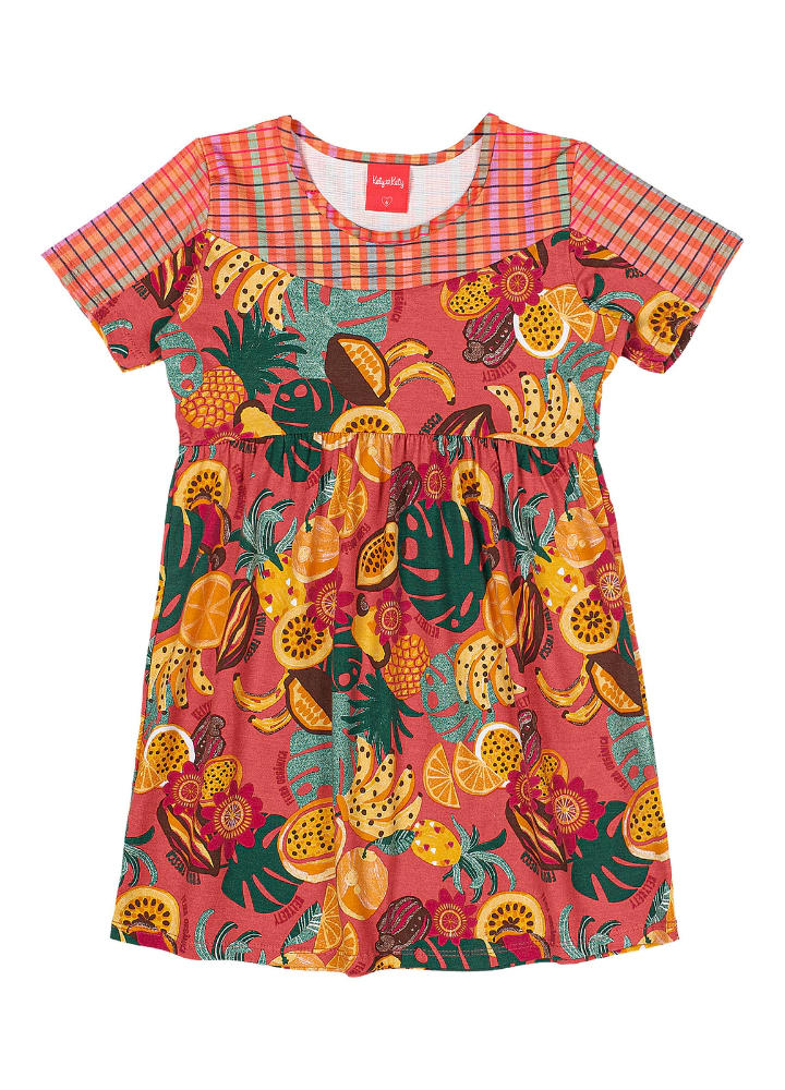 VESTIDO KELY E KETY ESTAMPADO FRUTINHAS (9475)
