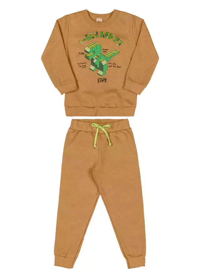 CONJ. LIVY BLUSA T-REX BRICKS E CALÇA MOLETOM (7482)