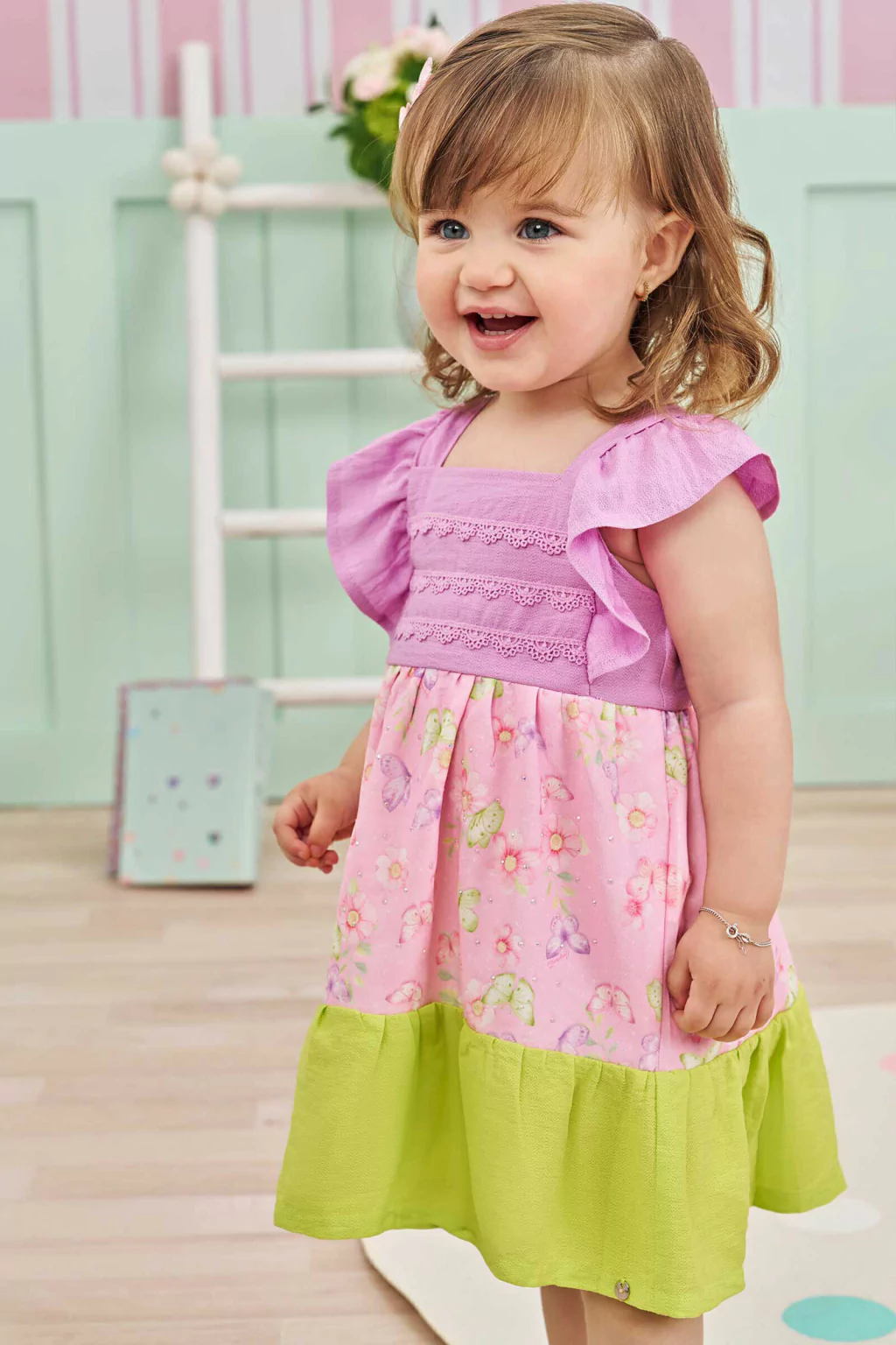 CONJ. INFANTI VESTIDO EM VISCOSE TURIM BORBOLETA (12611)