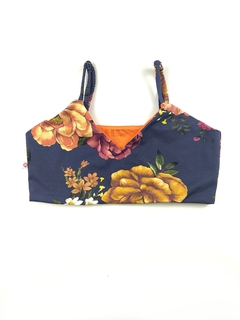 Top V Floral Marinho - comprar online
