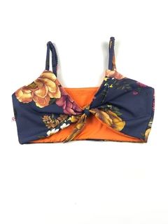 Top V Floral Marinho - Gabiroba