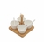 Conjunto 4 Molheiras Porcelana Com Colheres E Suporte Bambu 16X16X13Cm - Bon Gourmet - loja online
