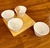 Conjunto 4 Molheiras Porcelana Com Colheres E Suporte Bambu 16X16X13Cm - Bon Gourmet - casa em decor