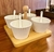 Conjunto 4 Molheiras Porcelana Com Colheres E Suporte Bambu 16X16X13Cm - Bon Gourmet - comprar online