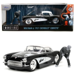 Miniatura Chevrolet Corvete 1957 - Wolfman Com Boneco 1/24