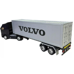 Miniatura Caminhao Carreta Bau Volvo Fh12 Welly 1/32 - Azul