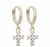 ARO PLATA BAÑADA ORO HUGGIES 9 MM CON ZIRCONES Y DIJES CRUZ C/ZIRCONES. PESO APROX 1.30 GRS.