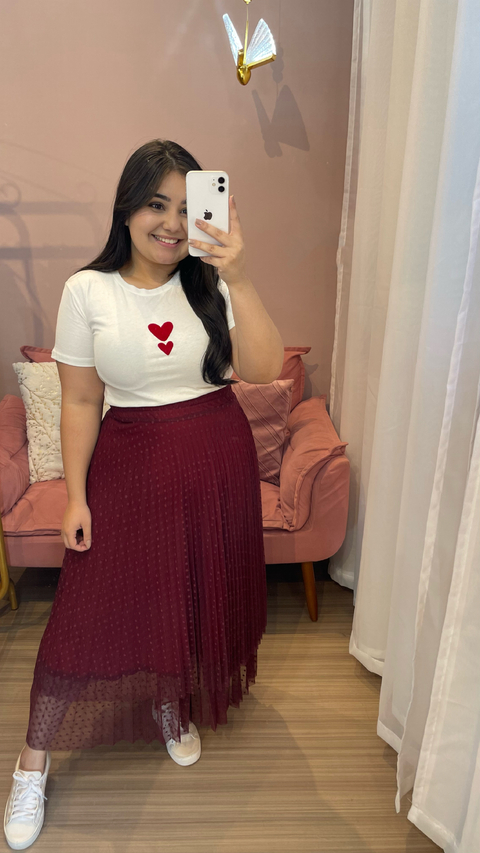 SAIA DE TULE CEREJA 2 CAMADAS