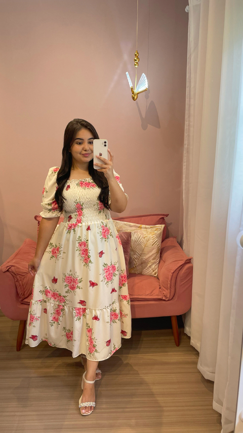 VESTIDO RAISSA FLORAL OFF WHITE