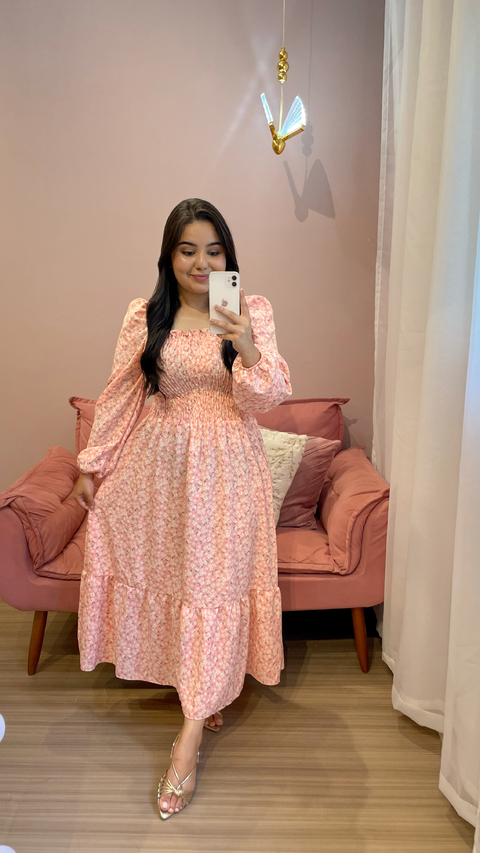 VESTIDO RAISSA MANGA LONGA ROSA