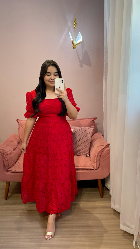 VESTIDO LIVIA EM LAISE VERMELHO