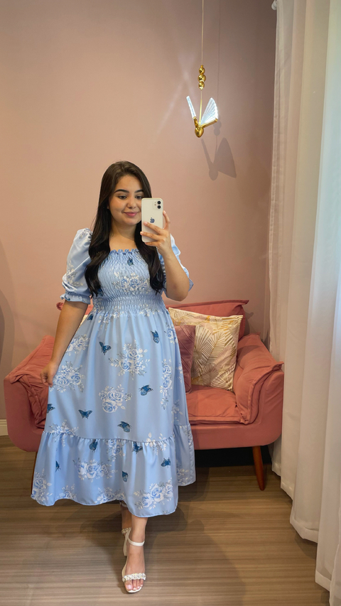 VESTIDO RAISSA FLORAL COM BORBOLETAS