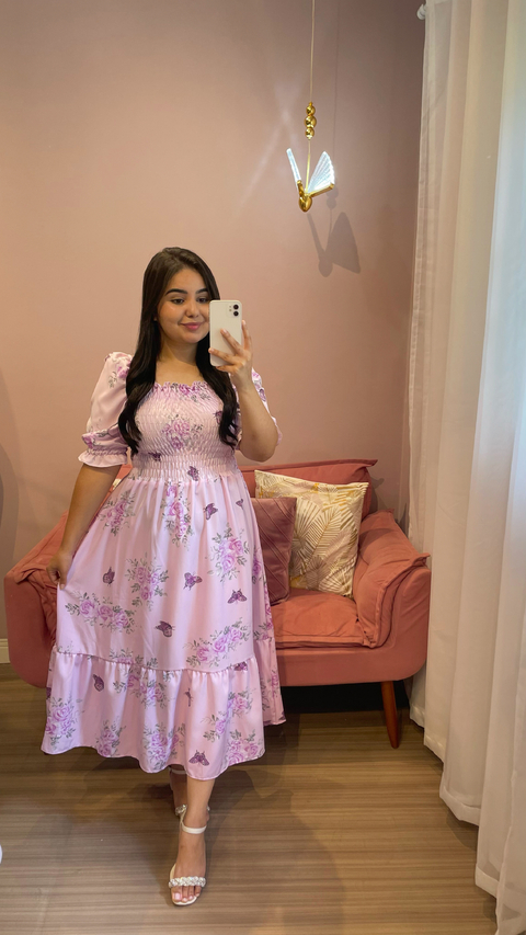 VESTIDO RAISSA FLORAL COM BORBOLETAS
