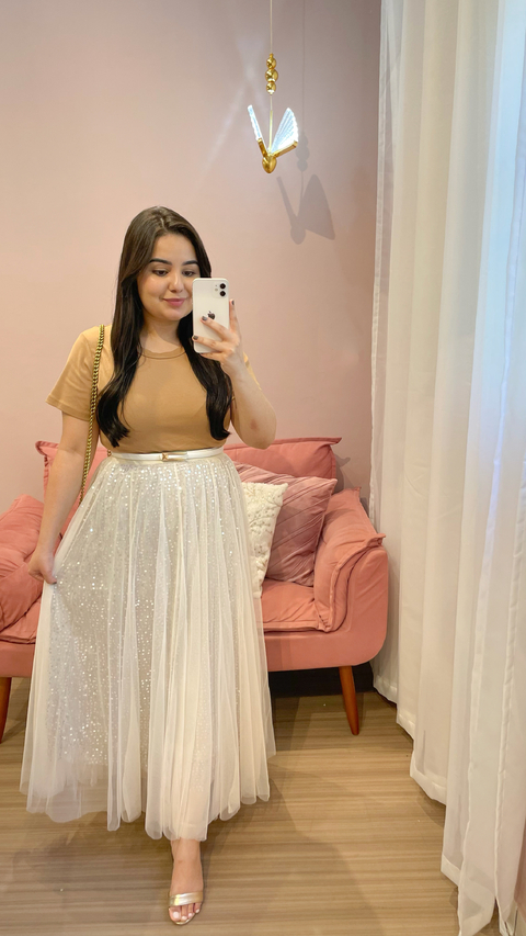 SAIA DE TULE COM PAETÊ