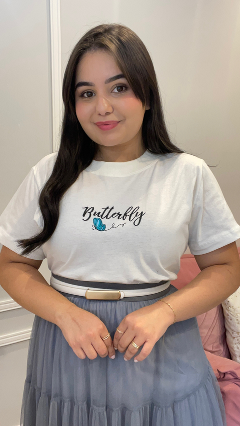 T-SHIRT BORDADA BORBOLETA - comprar online