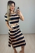 Vestido Feminino Midi Malha Listra Fenda - loja online